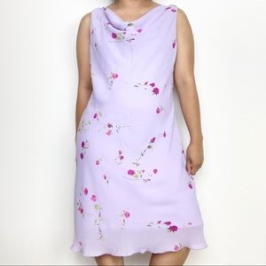 Vintage Be Smart Purple Pink Floral Midi Dress